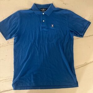 Psycho Bunny Men Polo Blue Shirt Size 7 XL Short Sleeve 100% Pima Cotton